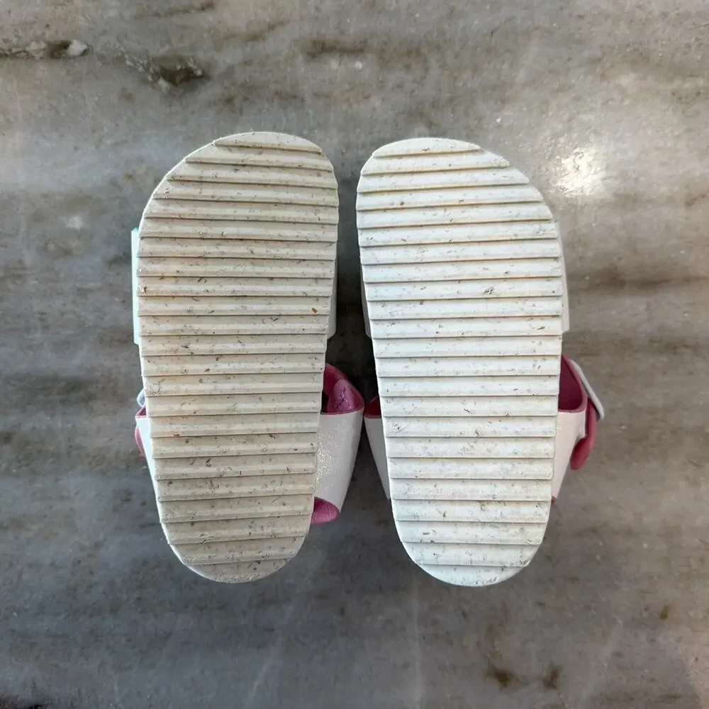 Next White Buckle Sandals with Fruit Print Footbed, Toddler Girls US Size 6